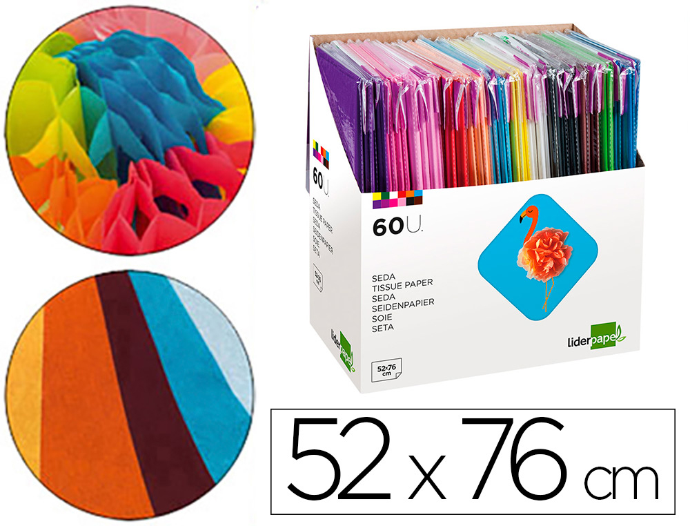 937859g-1.jpg Papier soie liderpapel 52x76cm présentoir 60 sachets 5f 12 coloris assortis – Image 1