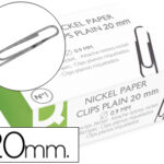 Trombone q-connect nickelé bout rond 20mm boîte carton 100 unités