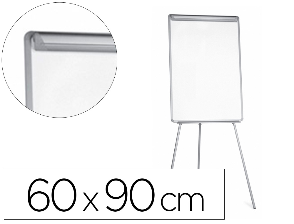 938179g-1.jpg Chevalet conférence q-connect tableau laminé 85x60cm cadre plastique pince bloc papier auget porte-marqueurs – Image 1