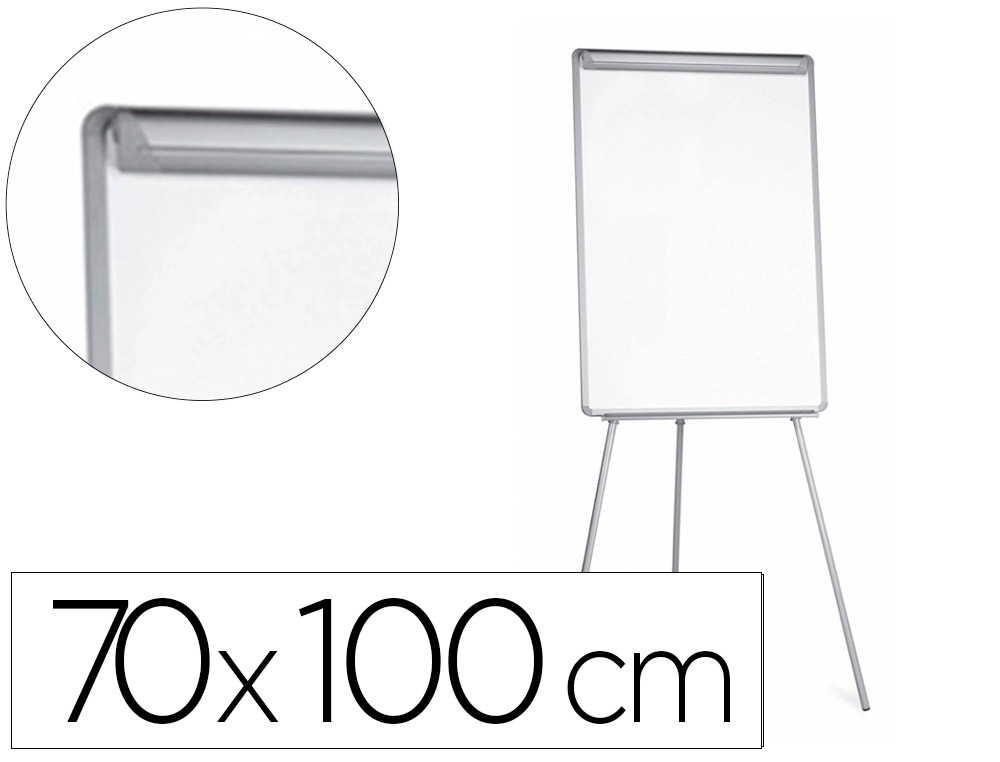 938181g-1.jpg Chevalet conférence q-connect tableau magnétique 85x60cm cadre plastique pince bloc papier auget porte-marqueurs – Image 1