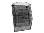 Corbeille murale q-connect 5 cases a4 vertical présentoir métallique 315x93x440mm coloris noir – Image 3
