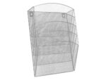 Corbeille murale q-connect 5 cases a4 vertical présentoir métallique 315x93x440mm coloris argent – Image 2