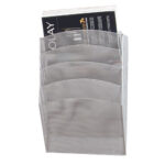 Corbeille murale q-connect 5 cases a4 vertical présentoir métallique 315x93x440mm coloris argent