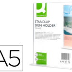 Porte-visuels q-connect 02 forme t 2 faces plexiglas format a5 cartes menu restaurants feuillets informatifs