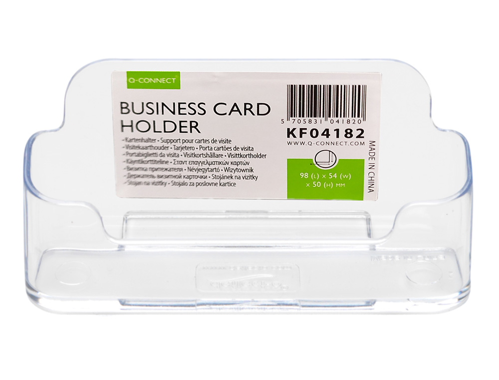 939943g-1.jpg Porte-cartes de visite q-connect méthacrylate présentoir capacité 50/60 cartes 96x35x50mm coloris transparent – Image 1