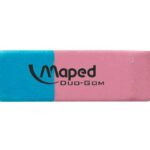 Gomme maped duo-gom mixte caoutchouc medium côté rose crayon côté bleu encre