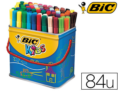 94191g-1.jpg Feutre bic kids visa coloriage encre lavable capuchon ventilé pointe bloquée ultra-résistante pot 84 unités – Image 1