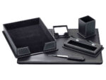 Ensemble bureau q-connect similicuir coloris noir 6     pieces – Image 2