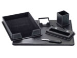 Ensemble bureau q-connect similicuir coloris noir 6     pieces