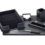 Ensemble bureau q-connect similicuir coloris noir 6     pieces