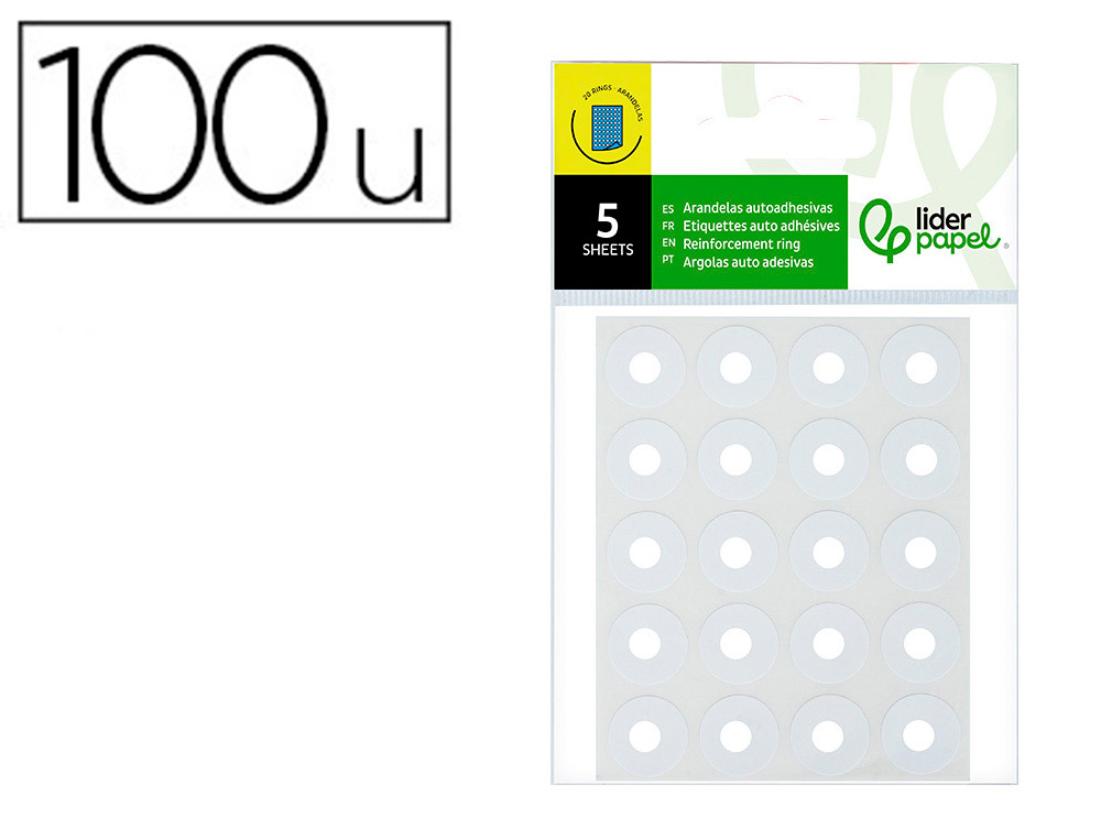 942986g-1.jpg Oeillet adhésif liderpapel conservation feuille perforée étui 5f 100 unités – Image 1