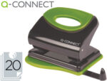 Perforateur q-connect métallique capacité perforation 20f 2 trous coloris attractifs noir/vert 117x105mm