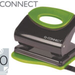 Perforateur q-connect métallique capacité perforation 20f 2 trous coloris attractifs noir/vert 117x105mm