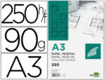 Papier végétal liderpapel calque haute transparence surface régulière satinée 90g/m2 a3 297x420mm