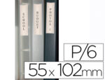 Porte-étiquette q-connect adhésif dos classeur 55x102mm étiquette comprise pack 6 unités