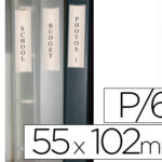 Porte-étiquette q-connect adhésif dos classeur 55x102mm étiquette comprise pack 6 unités