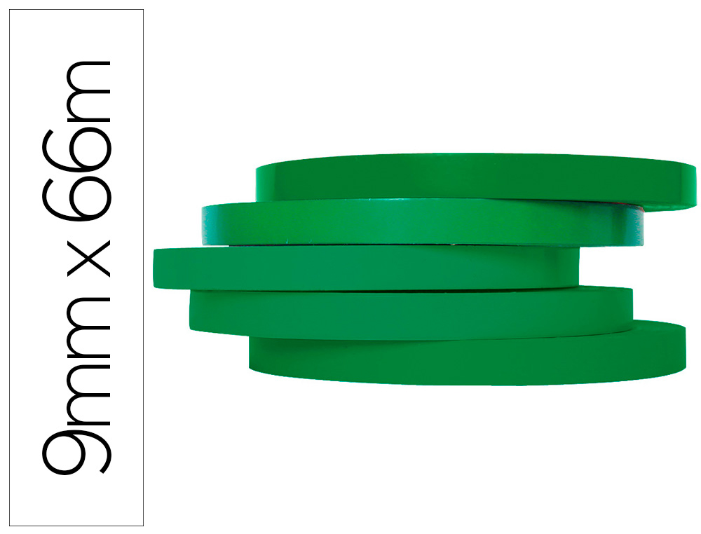 946516g-1.jpg Ruban adhésif q-connect scelleuse sac 9mmx66m coloris vert – Image 1