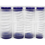 Casier monnayeur q-connect soufflet 8 fractions euros 75x105x32mm coloris transparent/bleu
