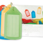 Porte-clés q-connect porte-étiquette plastique 55x30mm lignes horizontales coloris assortis présentoir 40 unités
