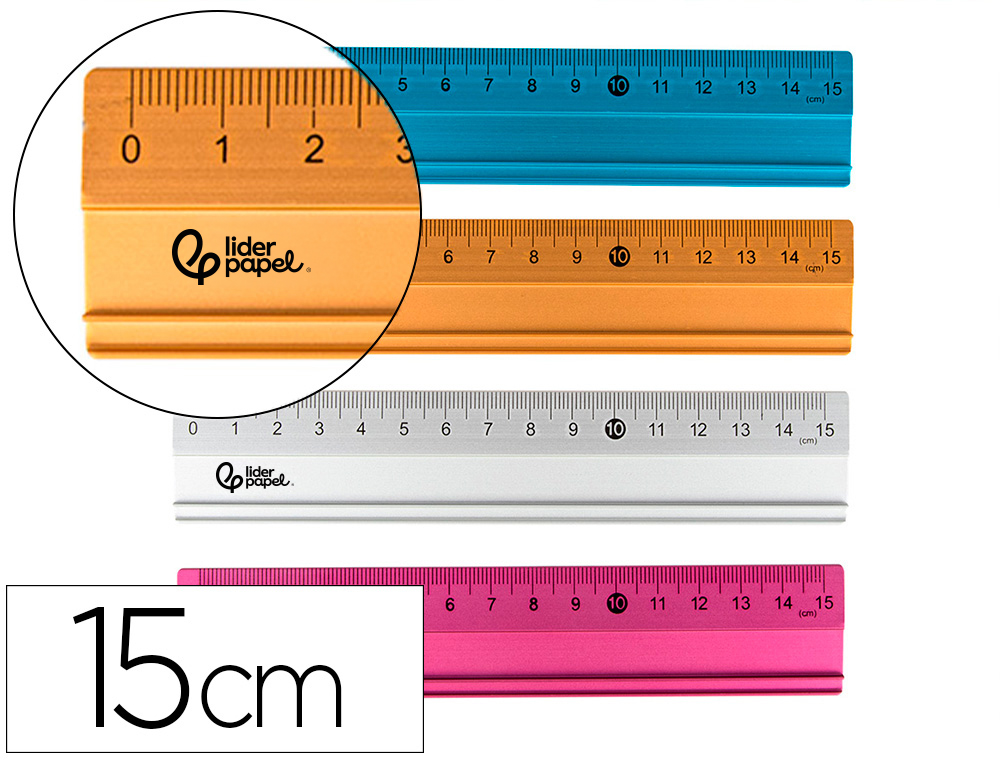 948660g-1.jpg Règle liderpapel 15cm gamme aluminium coloris assortis – Image 1
