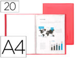 Protège-documents liderpapel polypropylène couverture flexible 20 pochettes fixes a4 210x297mm rouge translucide