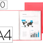 Protège-documents liderpapel polypropylène couverture flexible 20 pochettes fixes a4 210x297mm rouge translucide