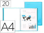 Protège-documents liderpapel polypropylène couverture flexible 20 pochettes fixes coloris bleu translucide