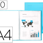 Protège-documents liderpapel polypropylène couverture flexible 20 pochettes fixes coloris bleu translucide
