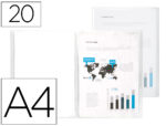 Protège-documents liderpapel polypropylène couverture flexible 20 pochettes fixes a4 210x297mm transparent