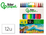 Feutre coloriage liderpapel slim longueur écriture 800m pointe nylon 2mm diamètre étui carton 12 unités