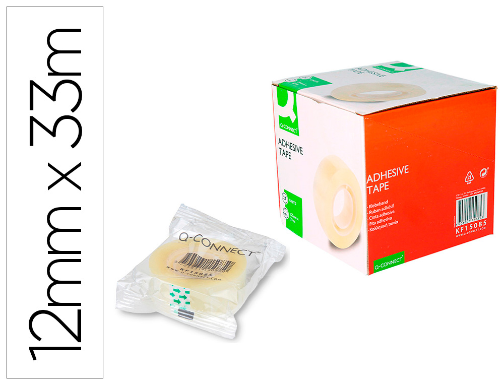 952673g-1.jpg Ruban adhésif q-connect 33mx12mm sachet cellophane – Image 1