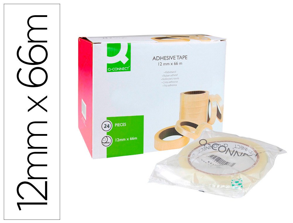 952675g-1.jpg Ruban adhésif q-connect 66mx12mm sachet cellophane – Image 1