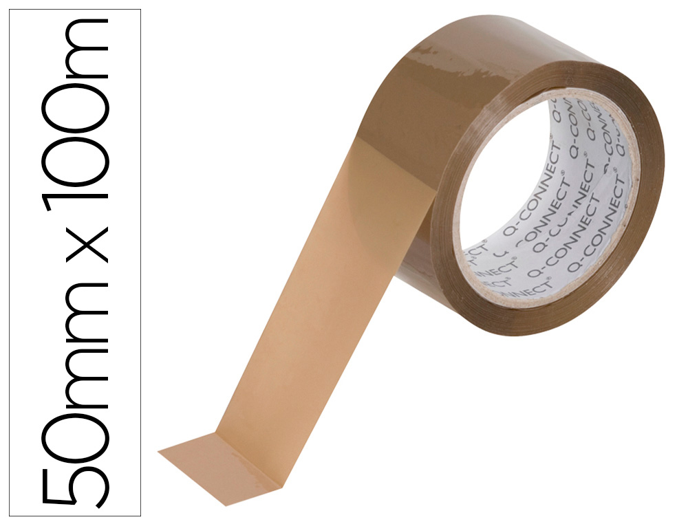 962871g-1.jpg Ruban adhesif q-connect polypropylene 100mx50mm pour un emballage silencieux coloris havane – Image 1