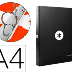 Classeur antartik 4 anneaux ronds 25mm a4 carton remborde coloris noir