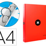 Classeur antartik 4 anneaux ronds 25mm a4 carton remborde coloris rouge
