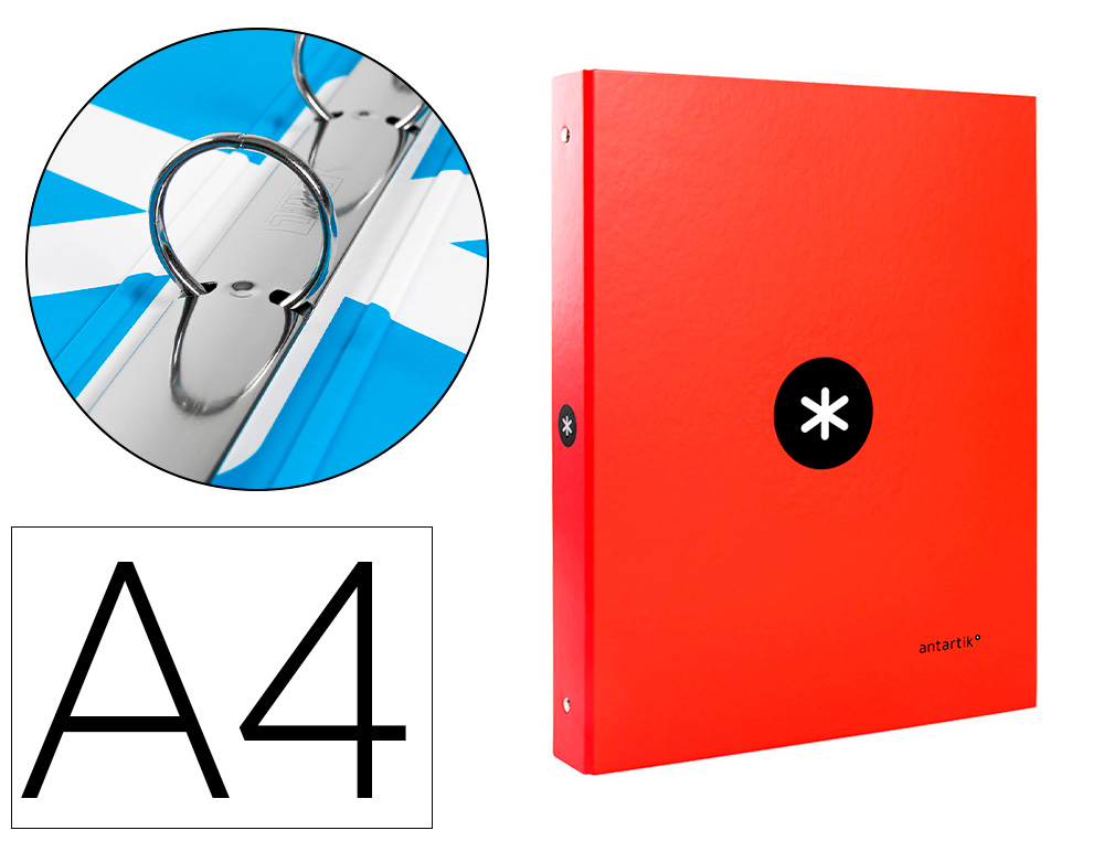 963839g-1.jpg Classeur antartik 4 anneaux ronds 25mm a4 carton remborde coloris rouge – Image 1