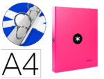 Classeur antartik 4 anneaux ronds 25mm a4 carton remborde coloris rose