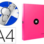 Classeur antartik 4 anneaux ronds 25mm a4 carton remborde coloris rose