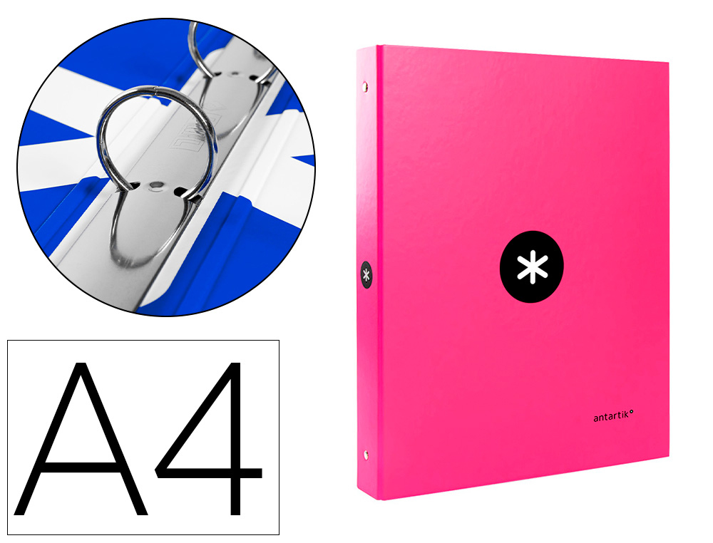 963840g-1.jpg Classeur antartik 4 anneaux ronds 25mm a4 carton remborde coloris rose – Image 1