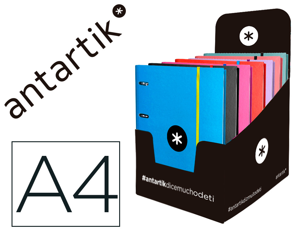 964670g-1.jpg Classeur antartik 4 anneaux ronds 40mm a4 carton remborde feuillets mobiles q5x5 colorisassortis – Image 1
