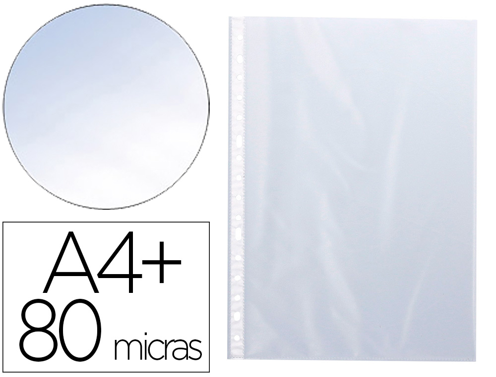 968455g-1.jpg Pochette q-connect polypropylene lisse perforee folio 80 mc cristal sachet 10 unites – Image 1