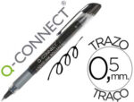 Roller q-connect écriture 0.5mm pointe moyenne 0.7mm grip caoutchouc corps transparent encre liquide couleur noir