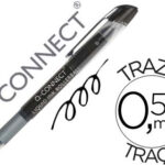Roller q-connect écriture 0.5mm pointe moyenne 0.7mm grip caoutchouc corps transparent encre liquide couleur noir