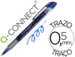 Roller q-connect écriture 0.5mm pointe moyenne 0.7mm grip caoutchouc corps transparent encre liquide couleur bleu