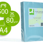Papier couleur q-connect multifonction a4 80g/m2 unicolore celeste ramette 500 feuilles