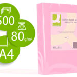 Papier couleur q-connect multifonction a4 80g/m2 unicolore rose ramette 500 feuilles