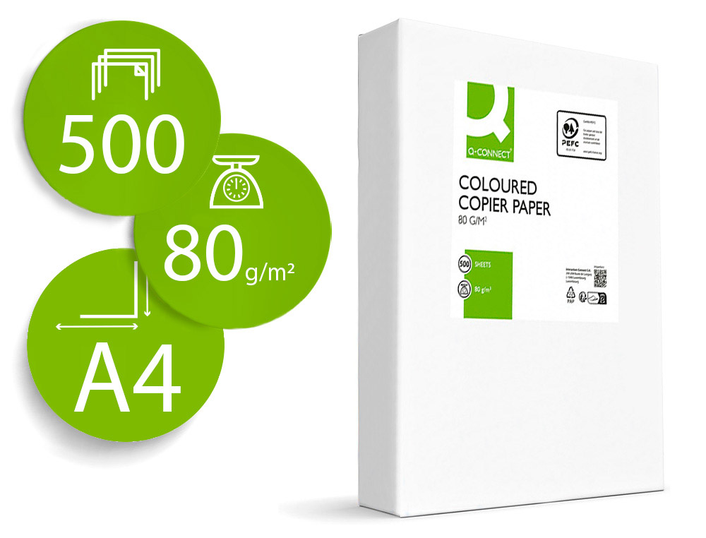 972056g-1.jpg Papier couleur q-connect multifonction a4 80g/m2 unicolore jaune ramette 500 feuilles – Image 1