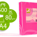 Papier couleur q-connect multifonction a4 80g/m2 unicolore rose intense ramette 500 feuilles