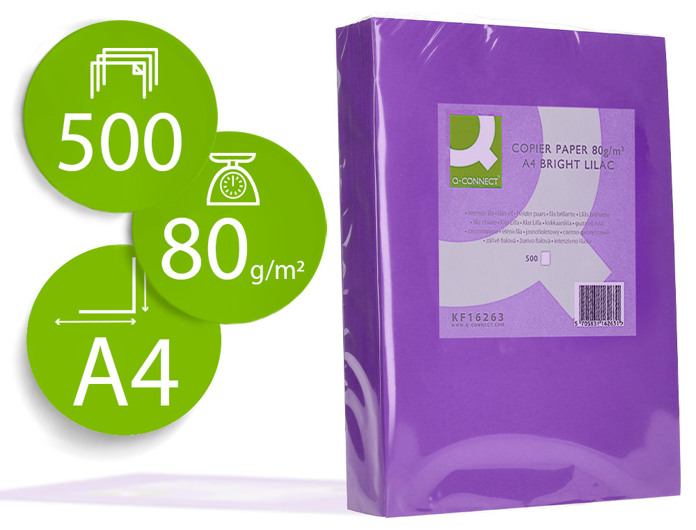 972064g-1.jpg Papier couleur q-connect multifonction a4 80g/m2 unicolore lilas ramette 500 feuilles – Image 1