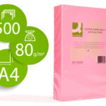 Papier couleur q-connect multifonction a4 80g/m2 unicolore rose néon ramette 500 feuilles